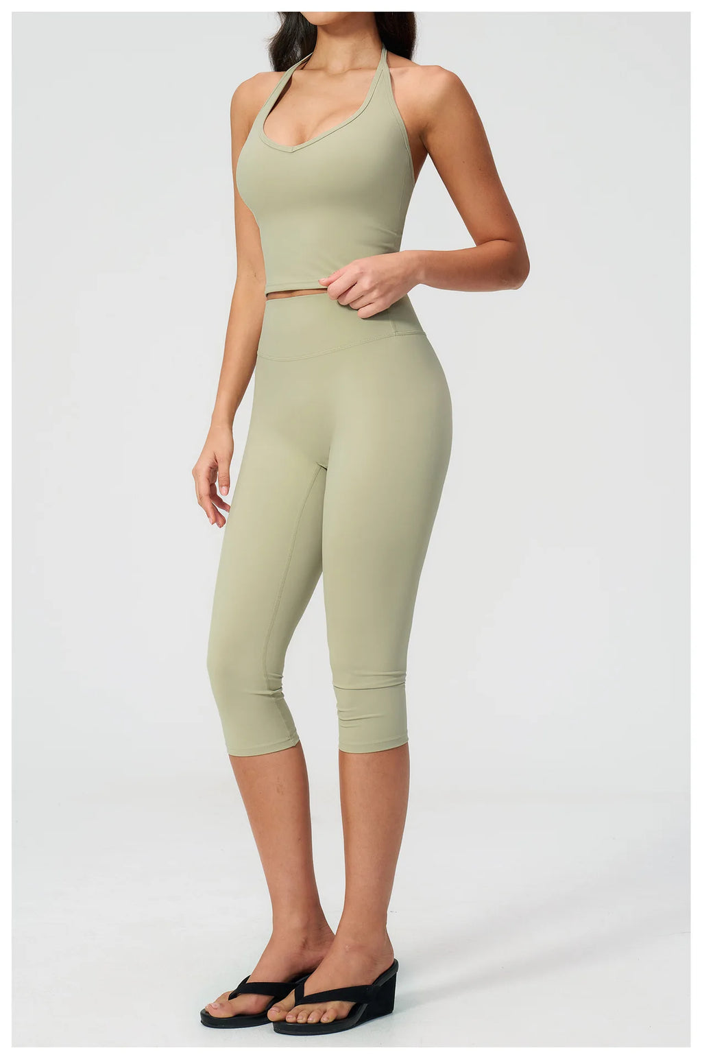Yoga Set 2PCS Sports Set Short Sleeve Fitness Outfits Women Tracksuit Workout Clothes Running Capri Pants Gym Suit Athletic Wear
