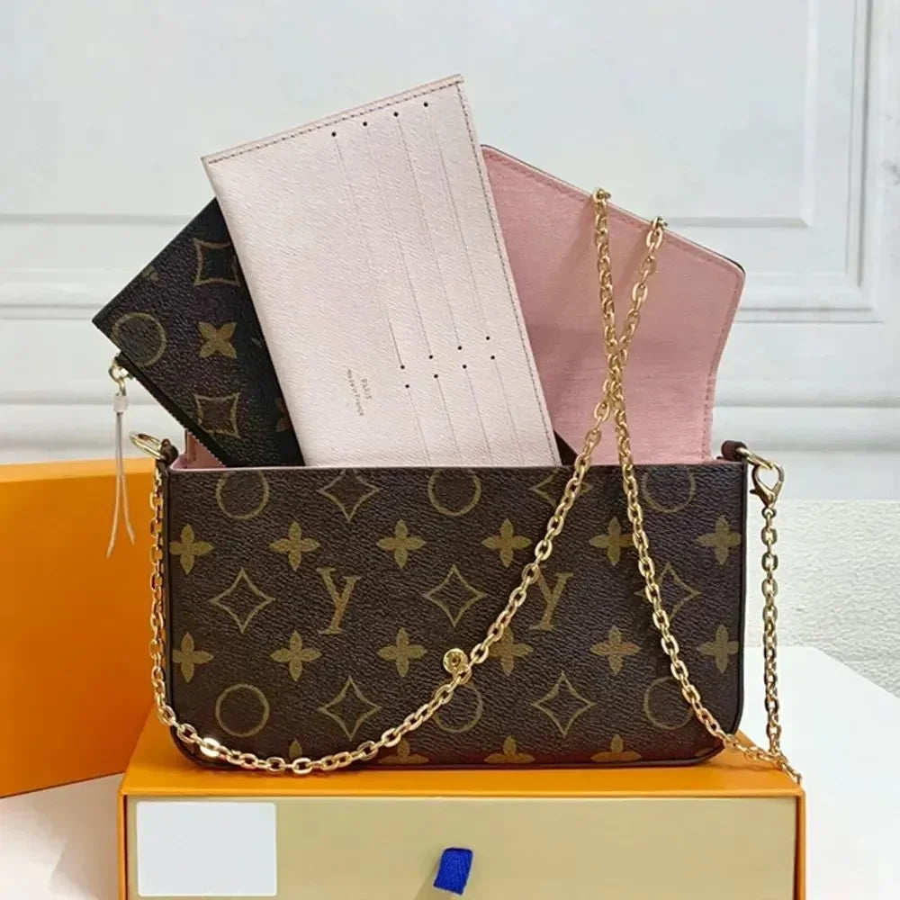 10A Bags 3/p Set Top Luxury Designer Wallet Shoulder Women Classic Flower Pochette Felicie Bag Leather Clutch Tote Messenger bag