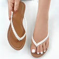 Women Flat Flip-flops Slippers Comfortable Non-slip Sandals Braided Band Flip Flops Home Bathroom Fashion Slippers Zapatos