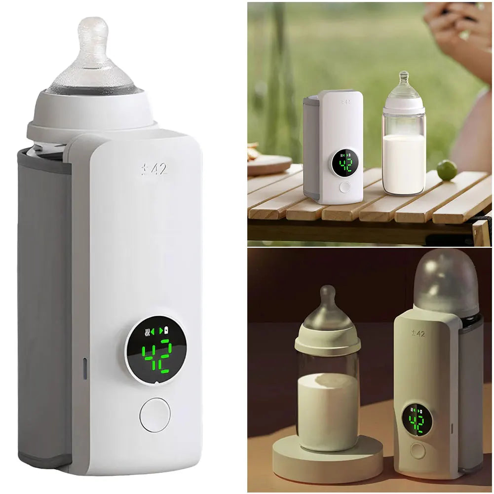 Portable Bottle Warmer Rechargeable Cordless Milk Warmer with Temperature Control Baby Bottle Warmer for Traveling Camping Home