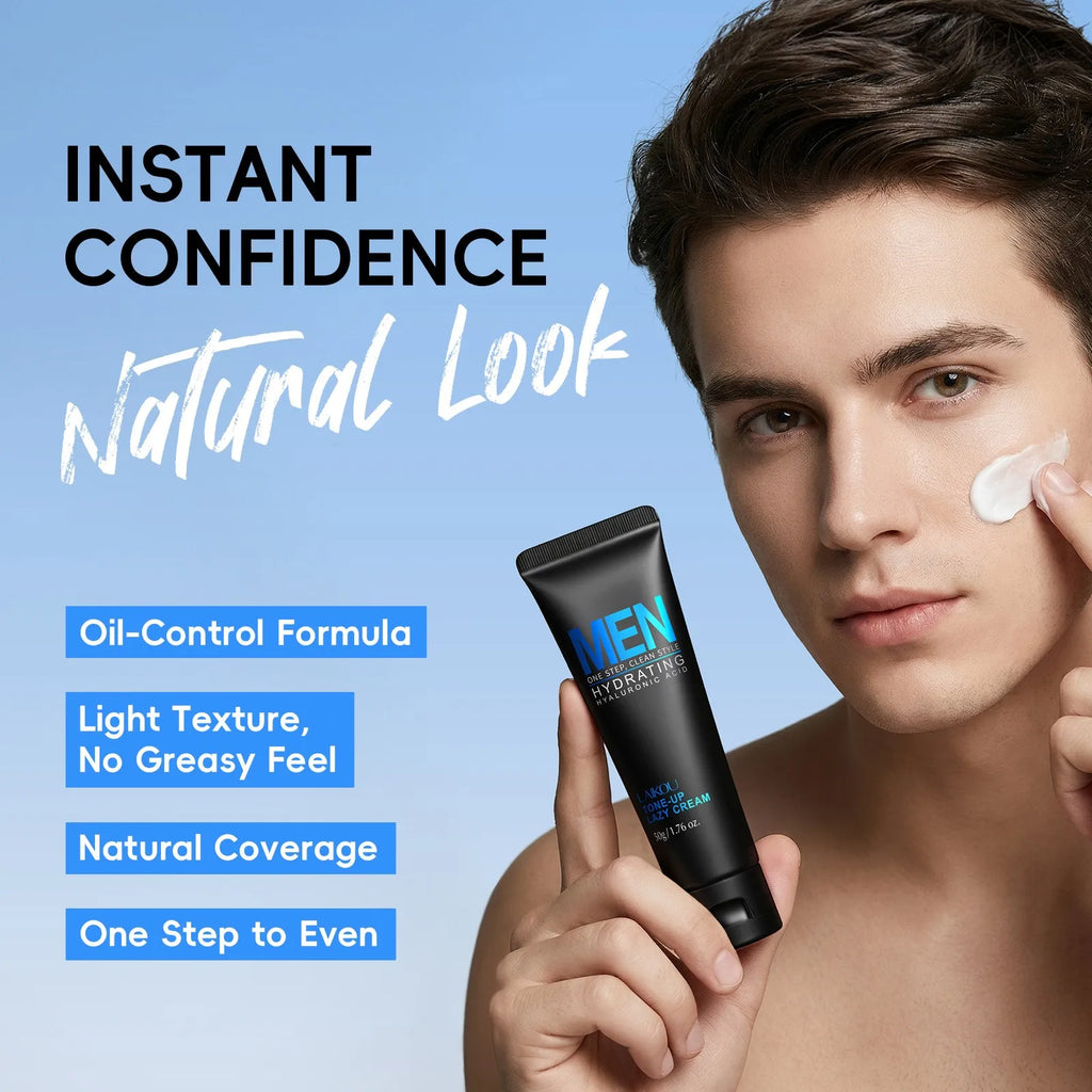 LAIKOU Men BB Cream Revitalising Nourishing Brighten Cream Natural Whitening Face Foundation Tone Up Cream Lazy Concealer 50g