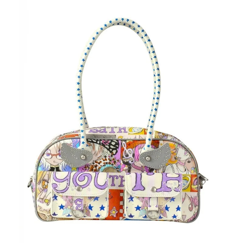 YB x Oliwa Graphic Wings Shoulder Bag Women Korean Fashion Brands Designer Handbags  New Cute Cartoon Printing Female Bags