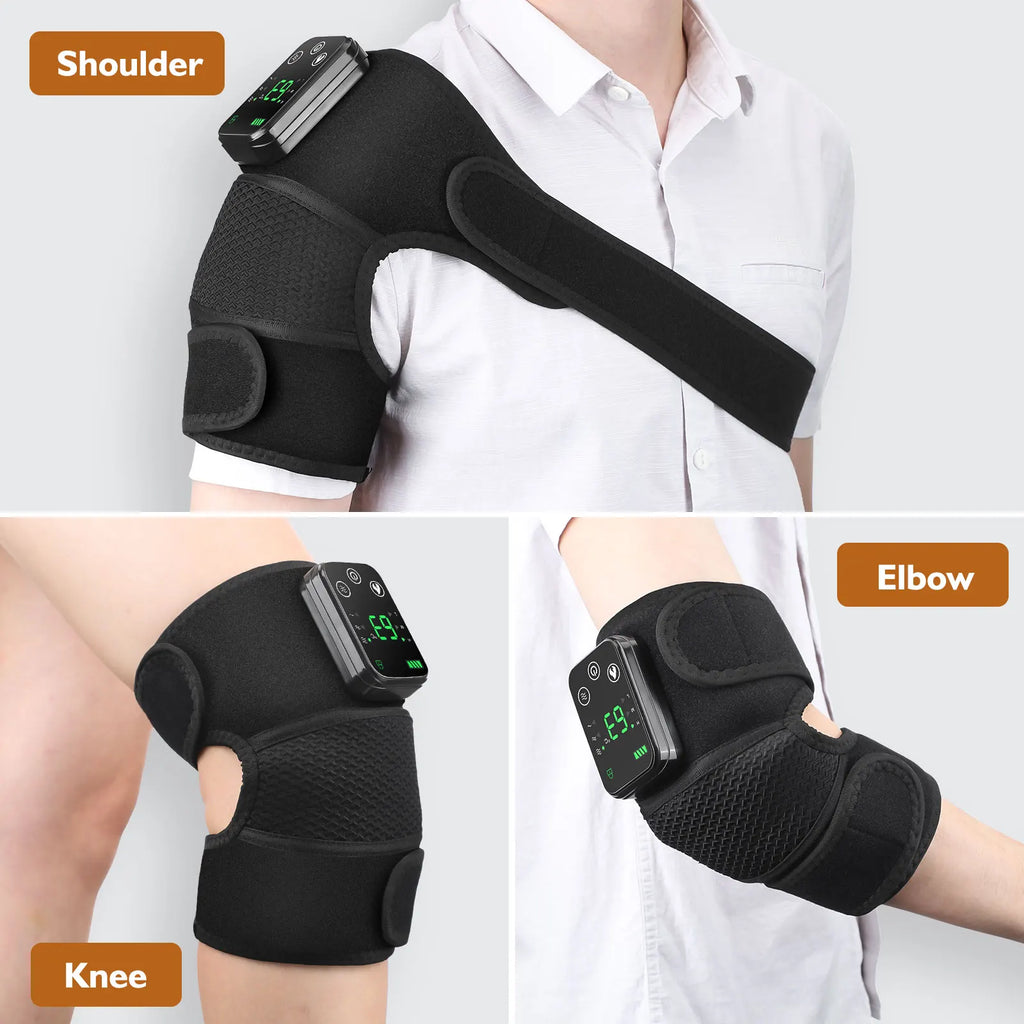 Adjustable Heating Vibration Shoulder Brace Support, Electric Heating Pad for Shoulder, Left and Right Shoulder Massager Warming