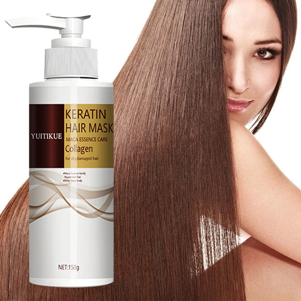 Keratin Hair Mask, Natural Essence, Organic Protein Cream, Suitable for Dry and Damaged Hair, Safe Ingredients, Easily Absorbed