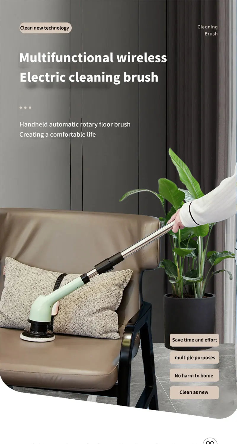 Cordless Electric Spin Scrubber Multipurpose, Cleaning Brush for Kitchen Bathroom Toilet Floor, Hair Broom Mop Household Gadget