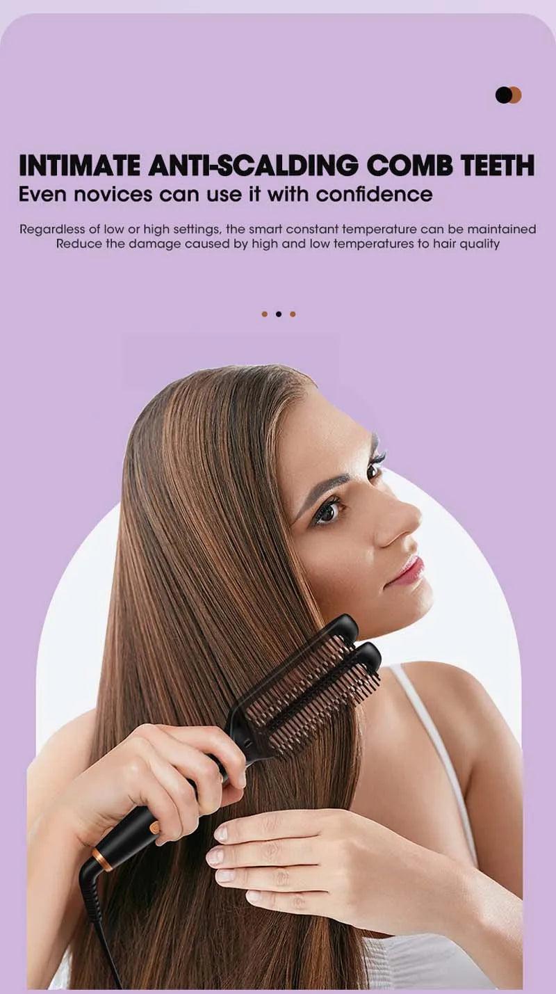 Professional Electric Hair Straightener  Multifunctional 2 In 1 Curler Brush Ceramic Hair Straightener Curling Irons Hot Comb﻿