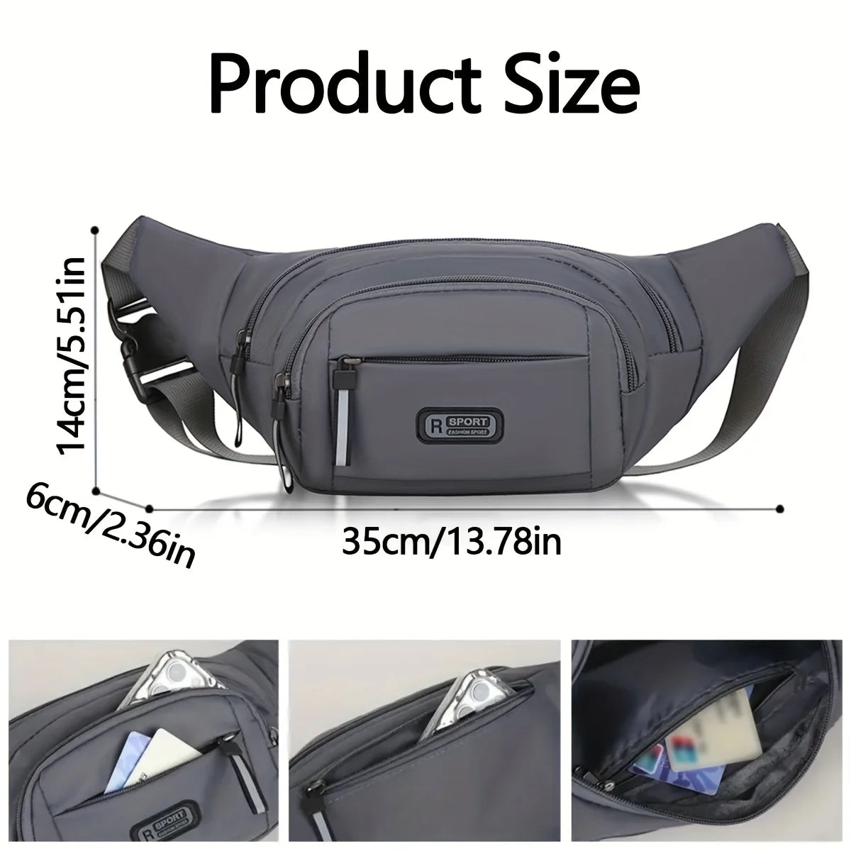Women's fashionable multi-functional pocketed casual sports waist bag, solid color travel chest bag/work weekend summer vacation
