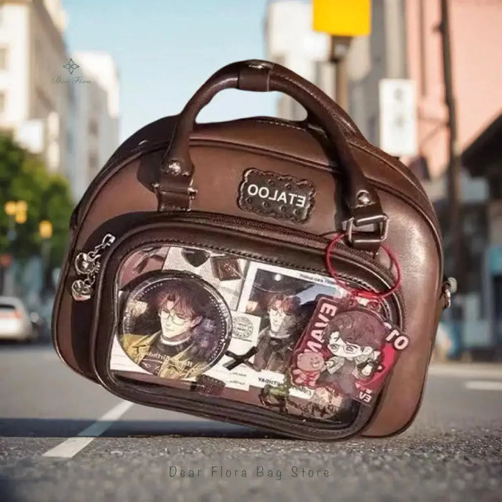 New Y2K Cute Ita Backpack Comic Exhibition Crossbody Bag Lolita Girl Transparent Cosplay Shoulder Bag DIY Badge Display Handbags