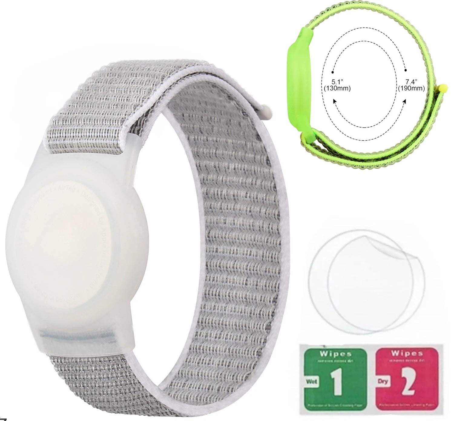 Waterproof Airtag Bracelet for Kids Soft Nylon Hidden Air Tag Wristband Full Cover Lightweight  Band for Toddler Child
