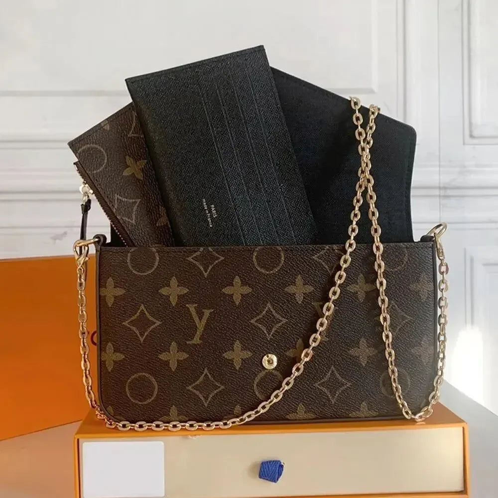 10A Bags 3/p Set Top Luxury Designer Wallet Shoulder Women Classic Flower Pochette Felicie Bag Leather Clutch Tote Messenger bag