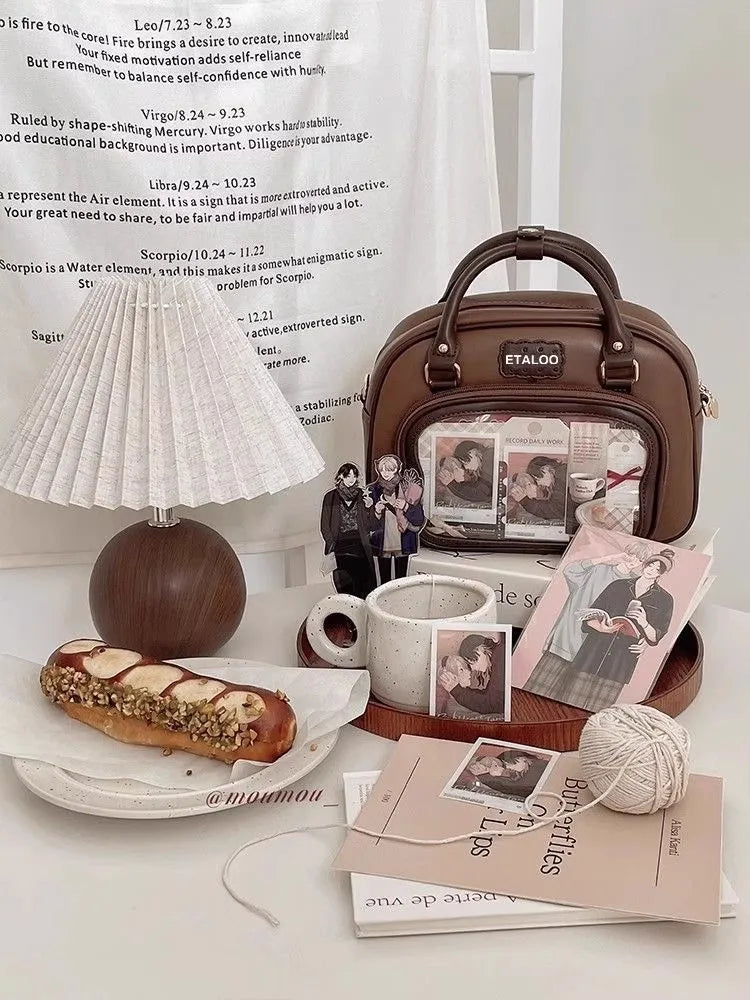 New Y2K Cute Ita Backpack Comic Exhibition Crossbody Bag Lolita Girl Transparent Cosplay Shoulder Bag DIY Badge Display Handbags