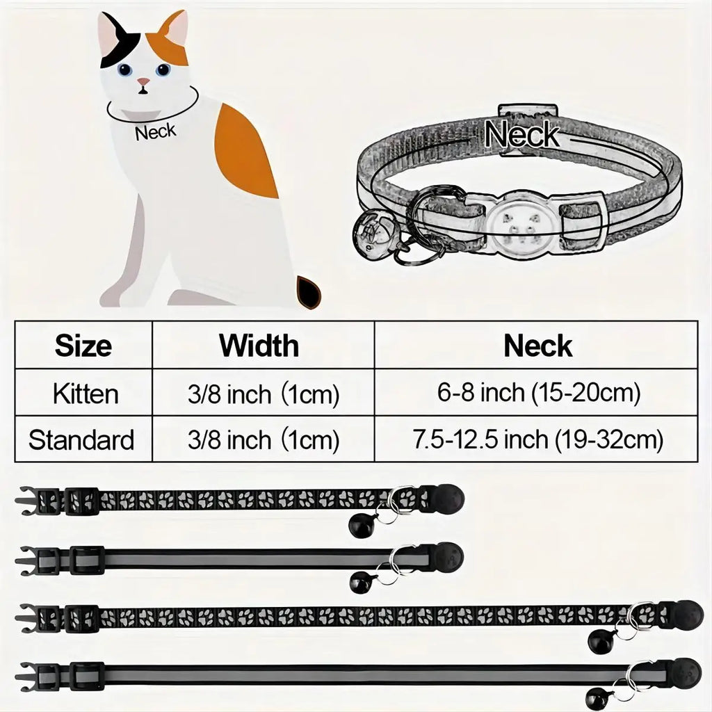 2 PC cat and dog footprints really reflective pet collar+strip reflective pet collar, reflective anti-lost pet collar.