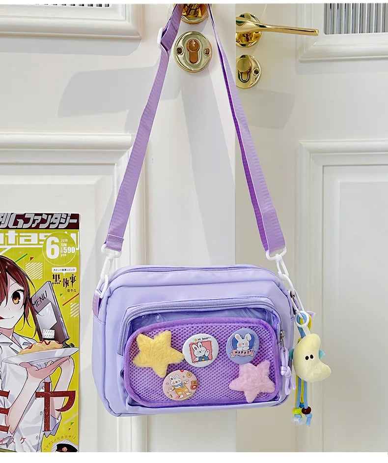Japan and South Korea Cute Small Bag Female anime Pain Bag Pure Color Small Fresh Student Korean Simple Bag Crossbody Bag Female