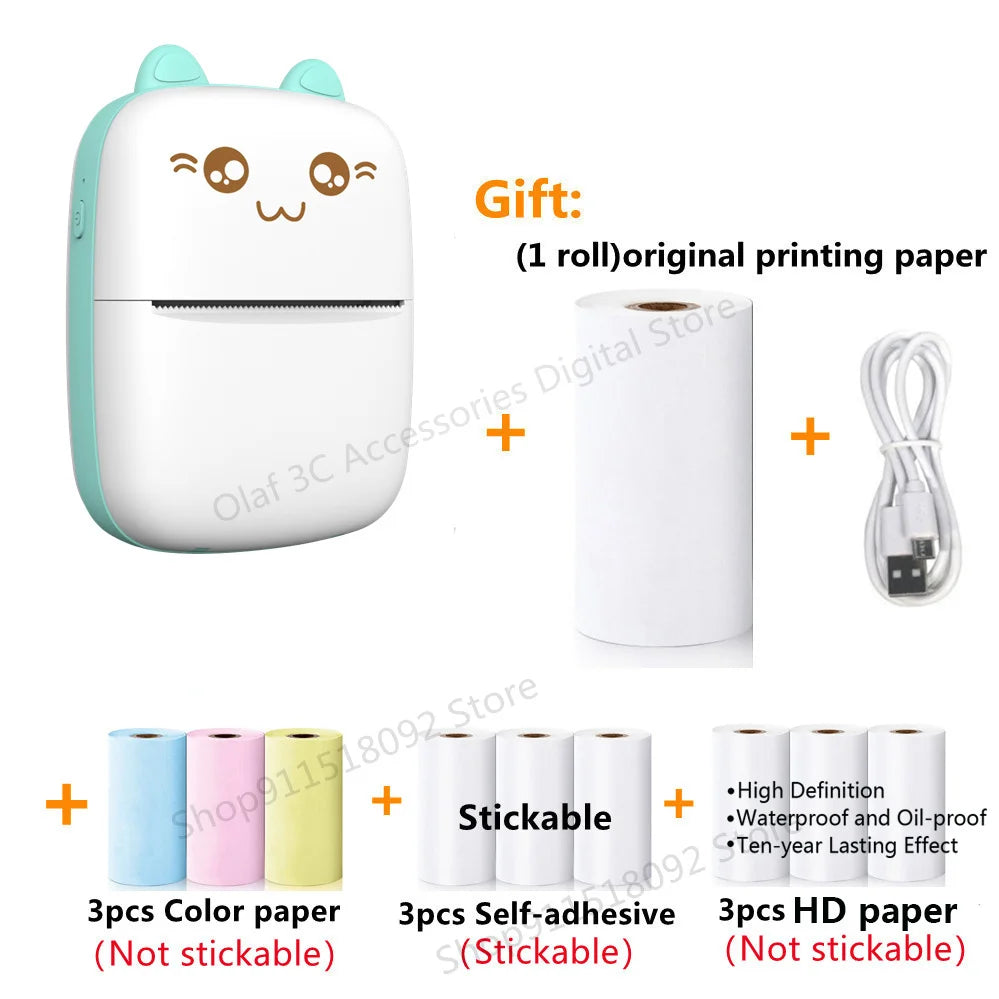 Meow Mini Label Printer Thermal Portable Printers Stickers Paper Inkless Wireless Impresora Portátil 200dpi Android IOS 57mm