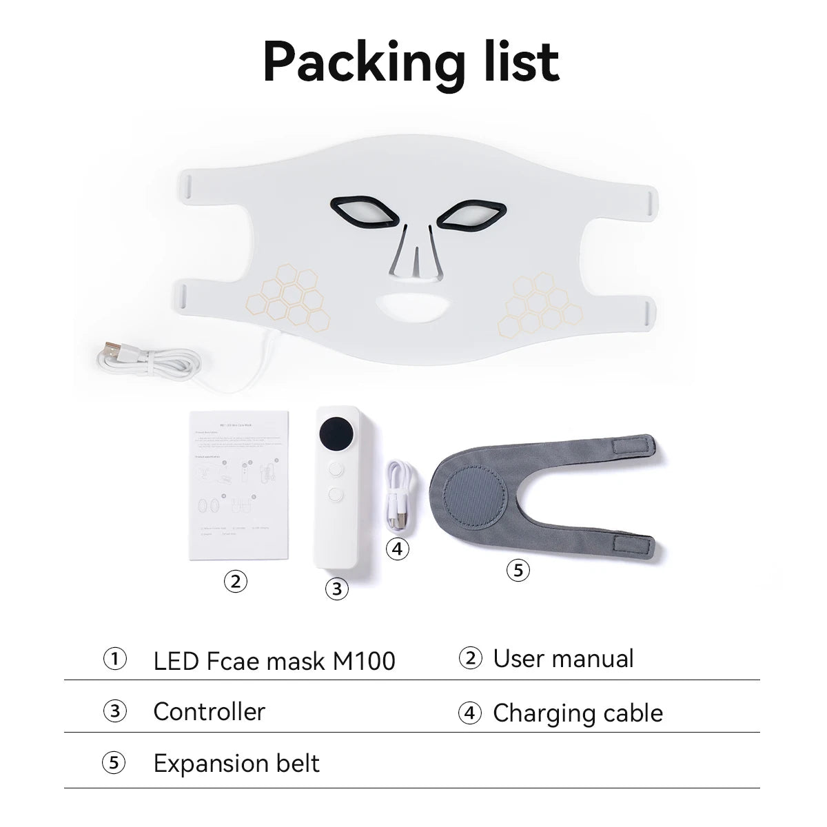 Hello Face Rechargeable Red Light Therapy Mask for Face & Neck  Infrared LED Mask Skincare Device for Glowing Skin