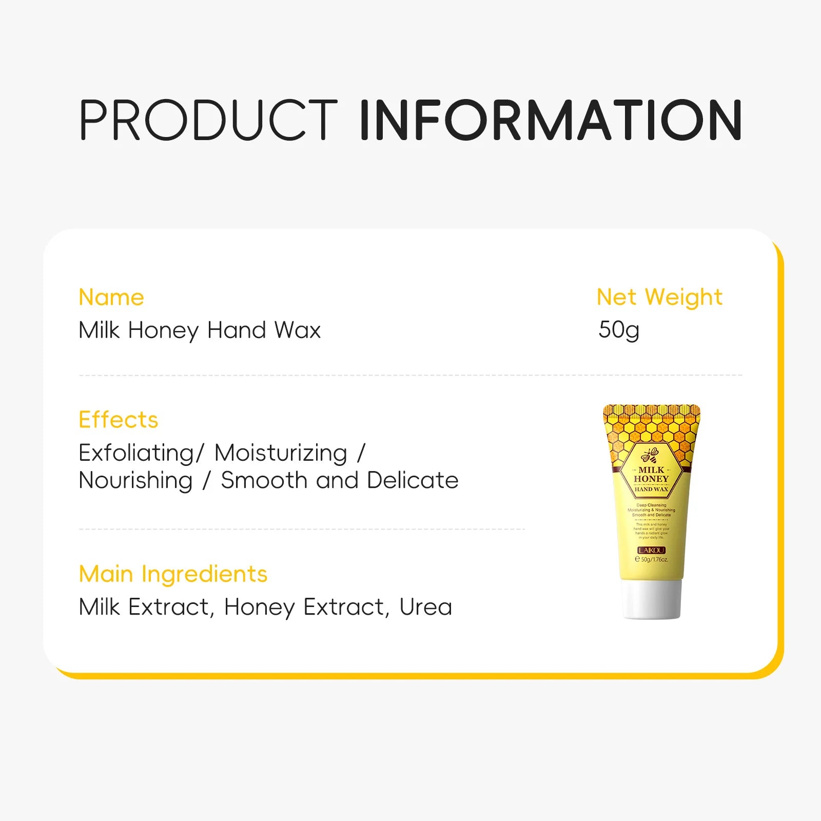 Laikou  Honey Hand Wax Moisturizing Exfoliating  Anti-Aging Hand Exfoliator Scrub Hands  lotion Peeling Masks Skin Care 50g
