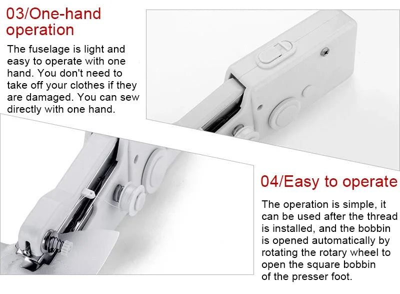 Portable Manual Sewing Machine Handheld Rope-free Electric Quick Build DIY Apparel Supplies Arts Crafts Home Garden Embroidery
