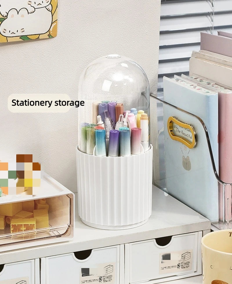Makeup Brush Holder Organizer with Lid, 360 Degree Rotatable Makeup Brush Organizer Spinning Cosmetics Holders Brush Storage Box