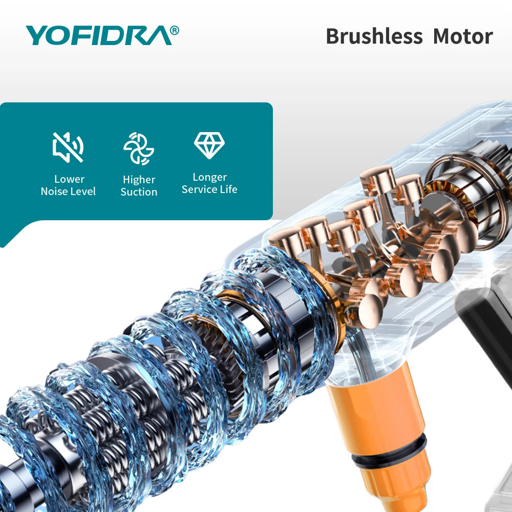 YOFIDRA Brushless 200Bar Car Washer Electric High Pressure Washer Water Gun 6IN1 Cordless Cleaning Garden For Makita Battery Pin