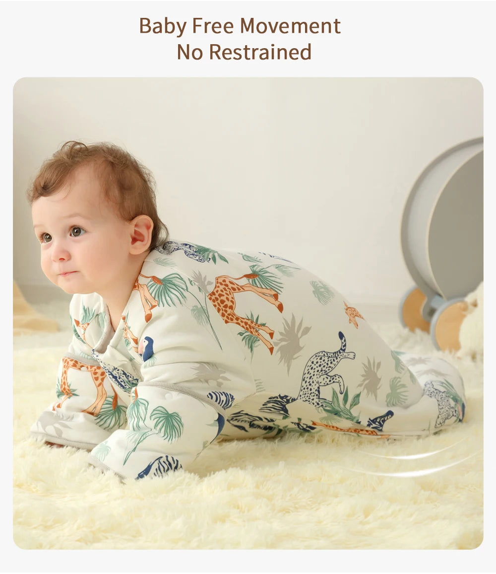 INSULAR Baby Thickened Sleeping Bags Infant Warm Pajamas Kids Cartoon Cotton Sleep Sack Toddler Anti-kick Onesuit Autumn Winter