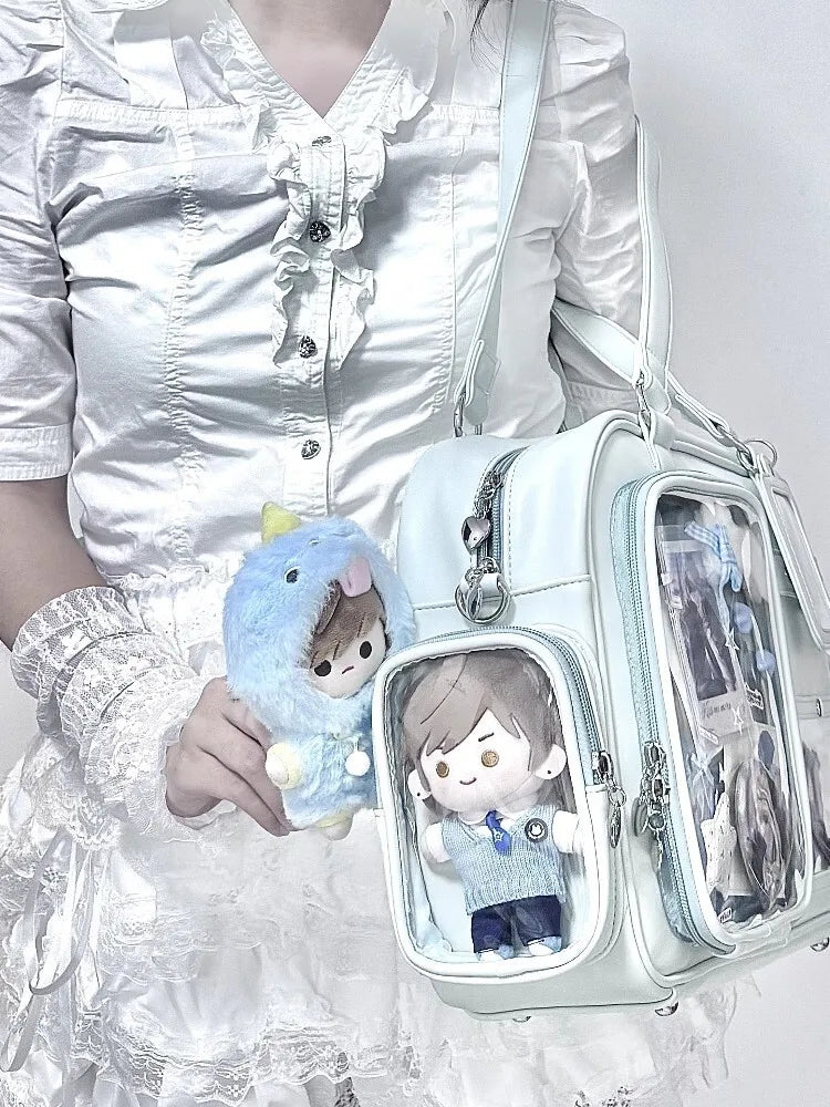 New Y2K Cute Ita Bag Concert Large Capacity Shoulder Bag Lolita Girl Transparent Backpack DIY Badge Display Casual Crossbody Bag