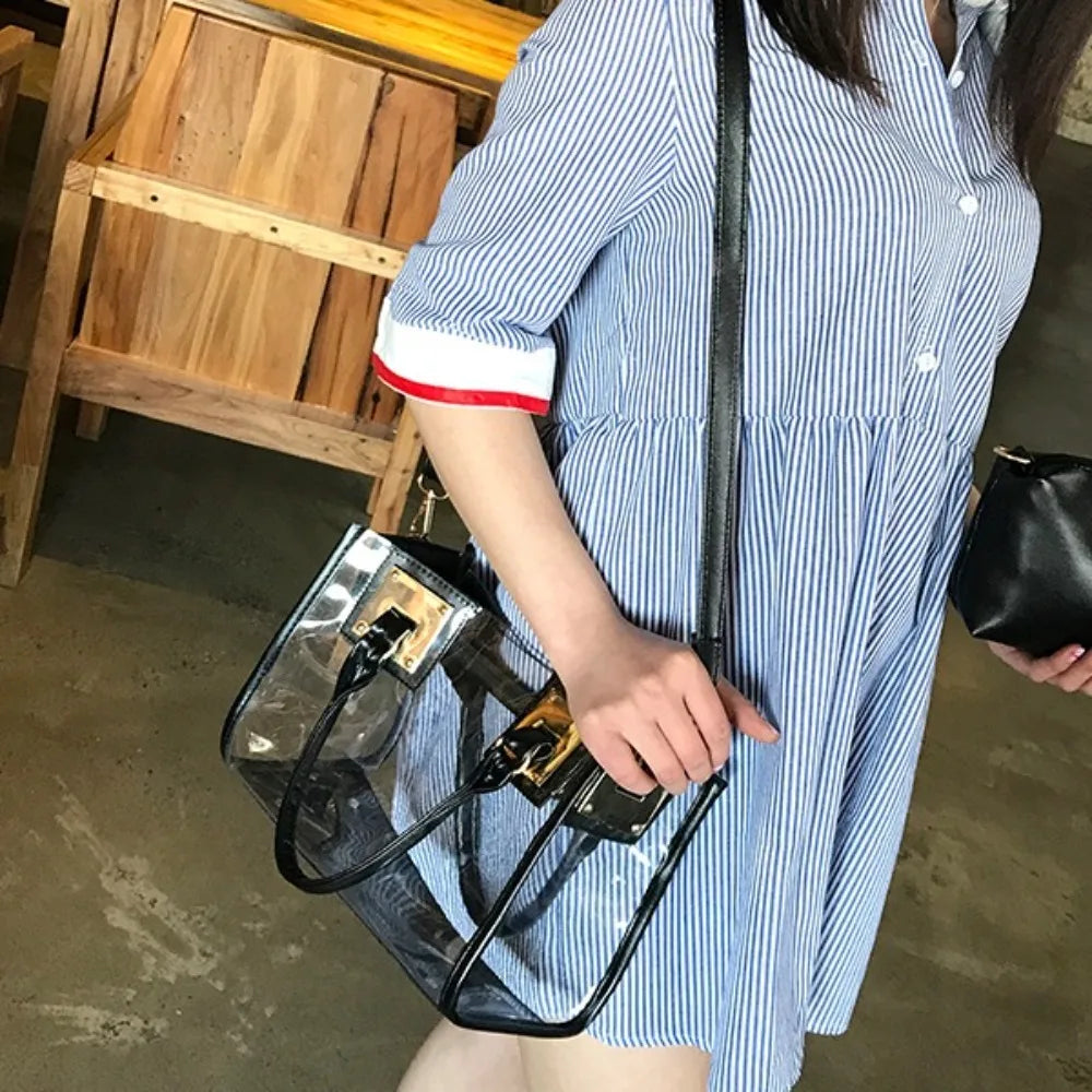 Large Summer Clear Totes Bags Transparent PVC Women Handbags Crossbody Clutch Purse Shoulder Messenger Bag The Songkran Festival