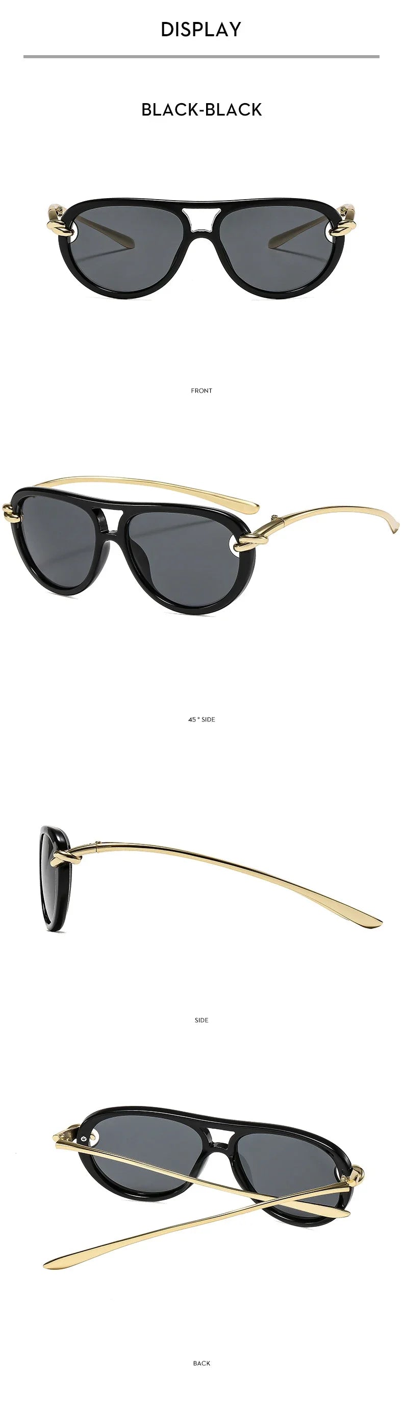 Ins Popular Fashion Double Bridges Pilot Women Luxury Sunglasses Brand Designer Oval Hollow Shades UV400 Men Sun Glasses