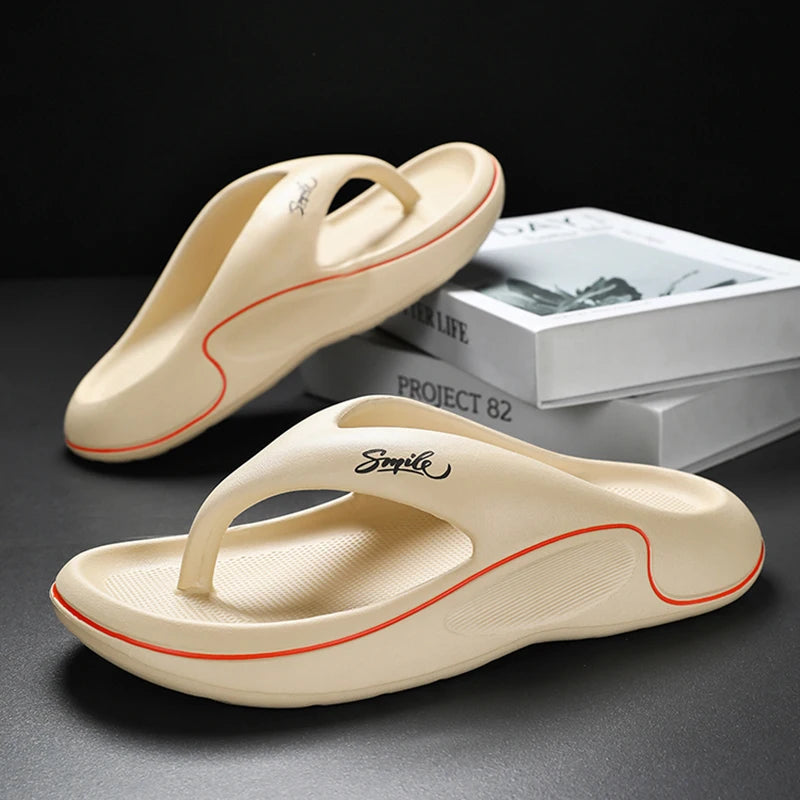Flip-Flops for Men and Women Summer 2025 New Outer Wear Non-Slip Anti-Odor Flip-Flops Thick-Soled Beach Slippers