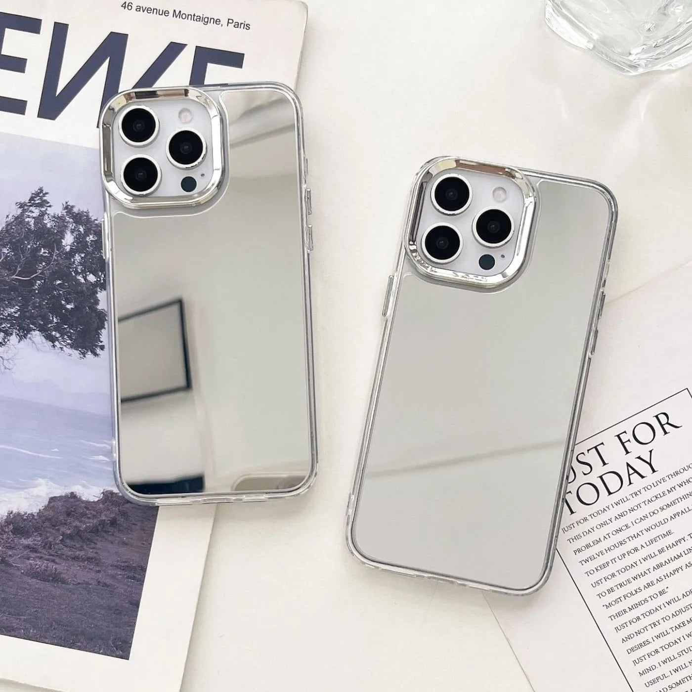 Luxury Plated Makeup Mirror Phone Case for iPhone 17/16/15/14/13/12/11 Pro Max Plus, Hard Acrylic Shockproof Frame Case