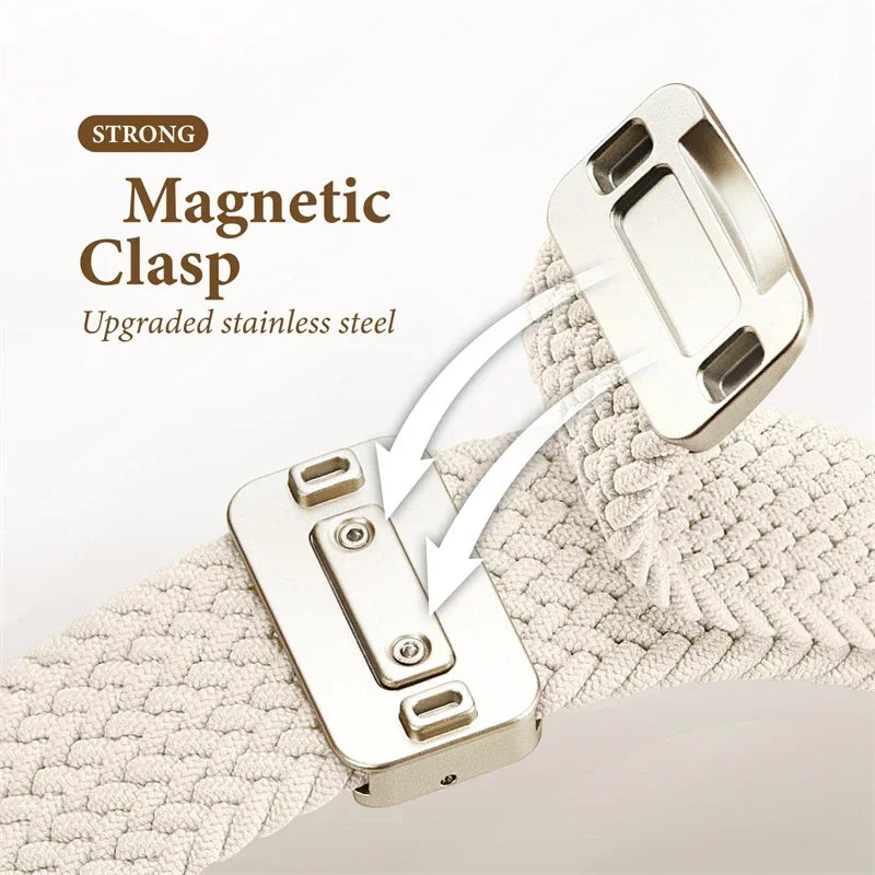 Braided Band For Apple Watch Strap 44mm 40mm 45mm 46mm 49mm 41mm 38 Magnetic Nylon Bracelet iWatch series se 7 6 8 9 10 Ultra 2
