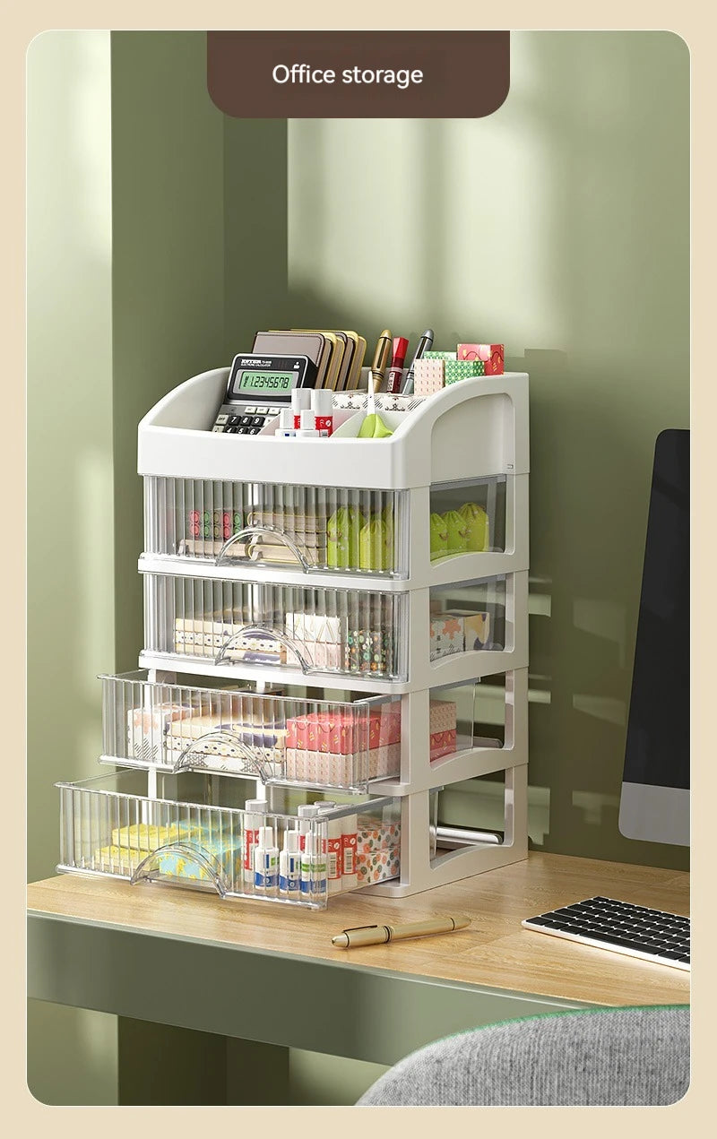 Clear 5-Tier Makeup Organizer with Drawers, Large Capacity Cosmetic Storage for Vanity, Dustproof Skincare Lipstick Brush Holder
