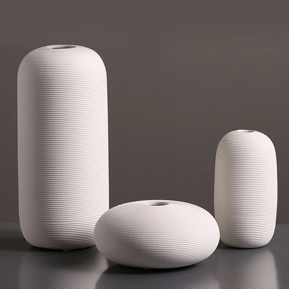 White Ceramic Vases Minimalist Home Decor Nordic Modern Room Kitchen Living Rome Shelf Decorations Crafts Ornaments