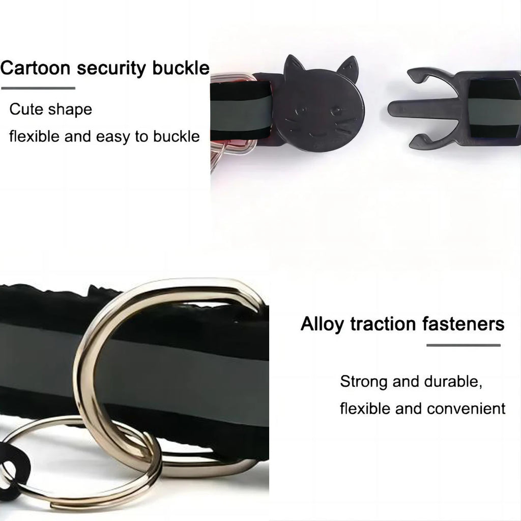 2 PC cat and dog footprints really reflective pet collar+strip reflective pet collar, reflective anti-lost pet collar.