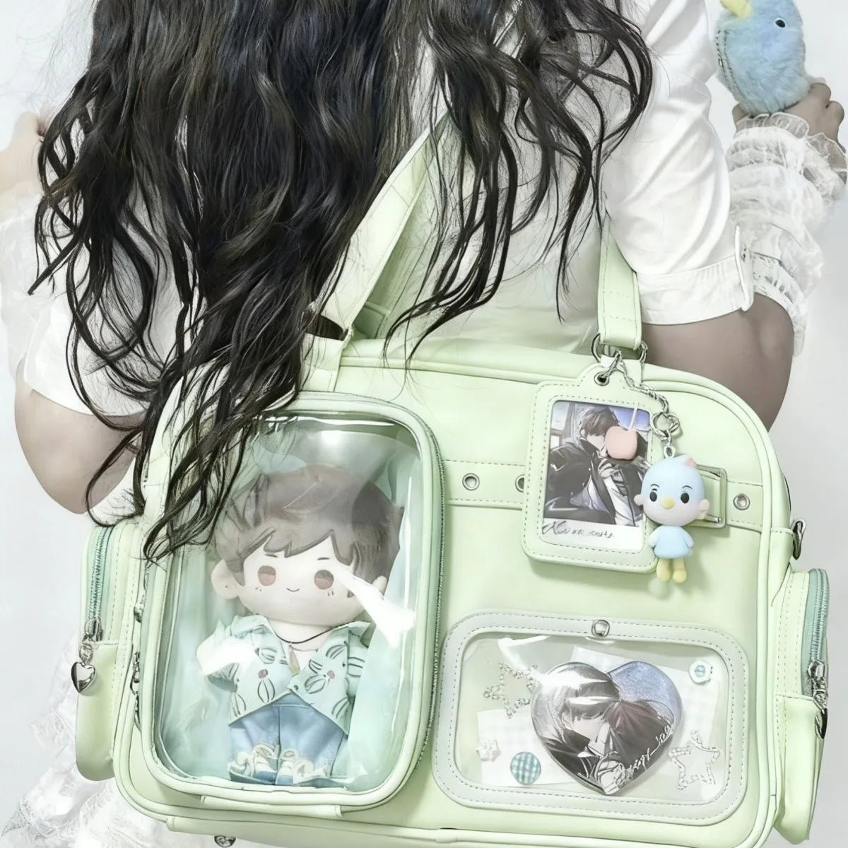 New Y2K Cute Ita Bag Concert Large Capacity Shoulder Bag Lolita Girl Transparent Backpack DIY Badge Display Casual Crossbody Bag