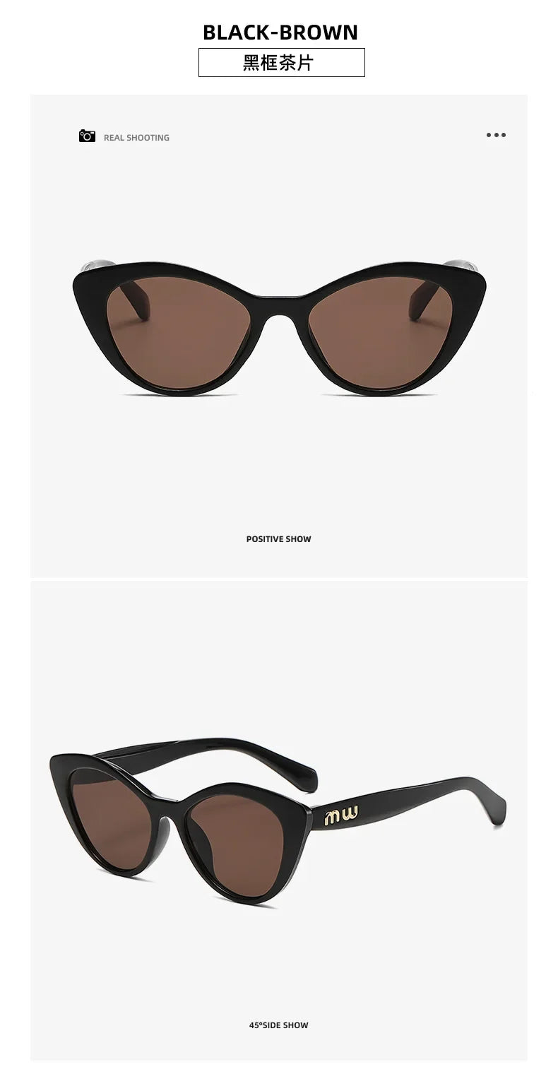 2026 New Fashion Cool Sunglasses Women Luxury Brand Letters Anti Strong Light Vintage Cat Eyes Sun Glasses Ladies Gafas UV400