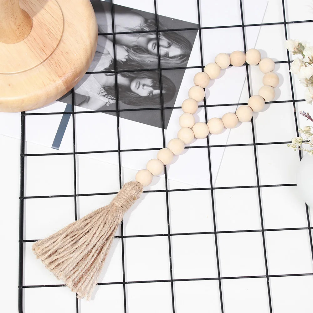 Farmhouse Wall Hanging Home Decor DIY Handmade  Tassel Bead Ornament Boho Gift with Tassels Decor Prayer Boho Beads