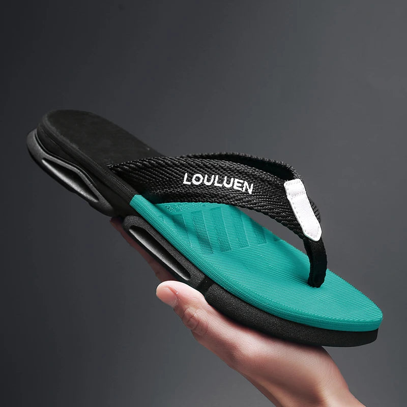 [Color blocked flip flops] Comfortable color blocked flip flops - Men's non slip casual rubber bottom EVA flip flops, suitable f