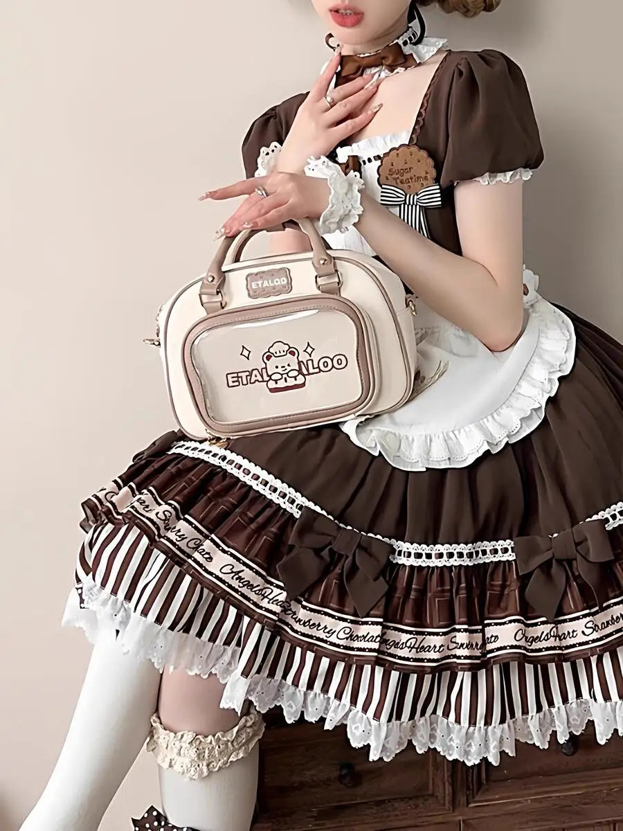New Y2K Cute Ita Backpack Comic Exhibition Crossbody Bag Lolita Girl Transparent Cosplay Shoulder Bag DIY Badge Display Handbags