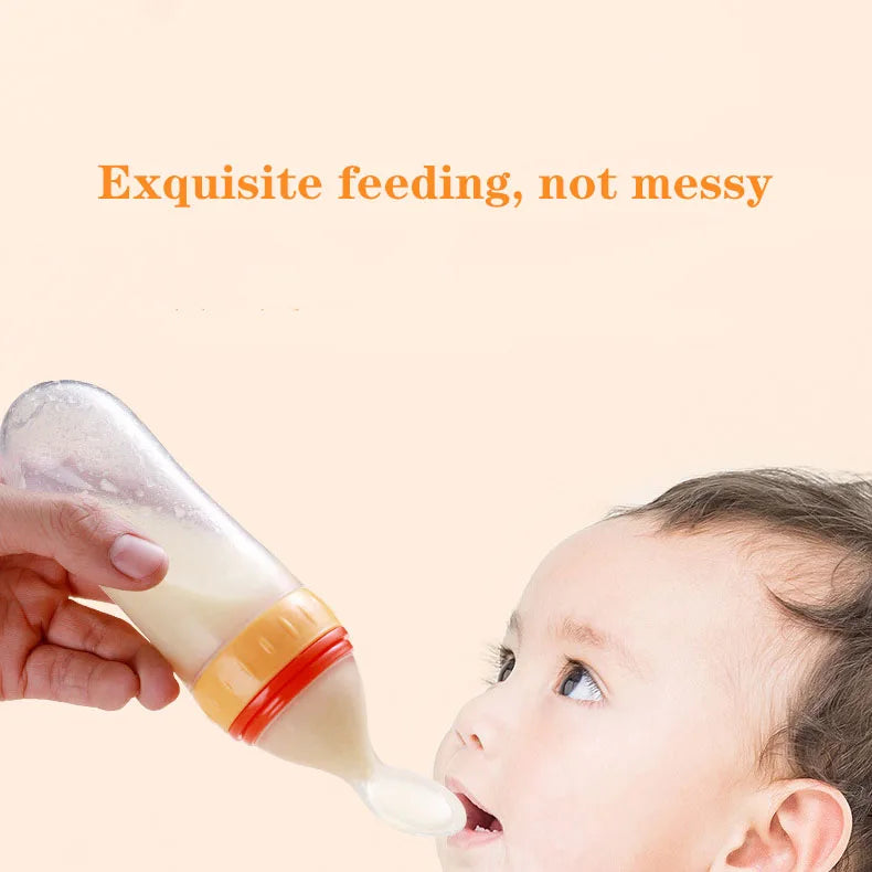Safe Useful Silicone Baby Bottle with Spoon Food Supplement Rice Cereal Bottles Squeeze Spoon Milk Feeding Bottle Cup
