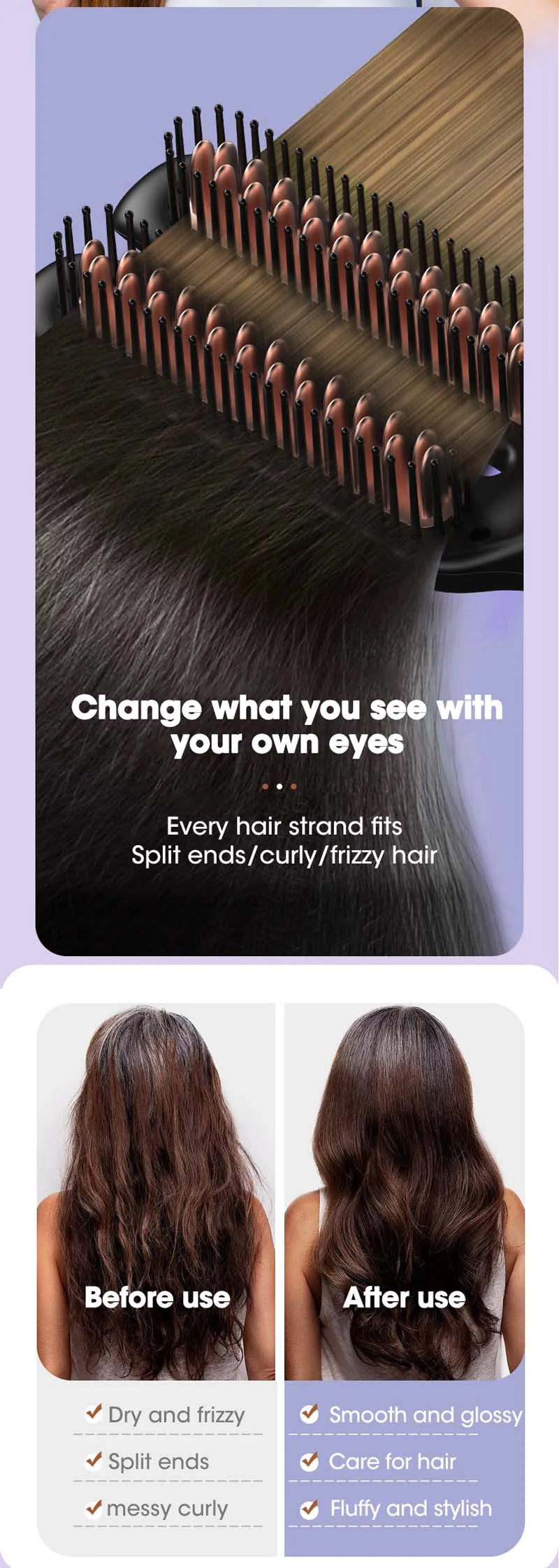 Professional Electric Hair Straightener  Multifunctional 2 In 1 Curler Brush Ceramic Hair Straightener Curling Irons Hot Comb﻿