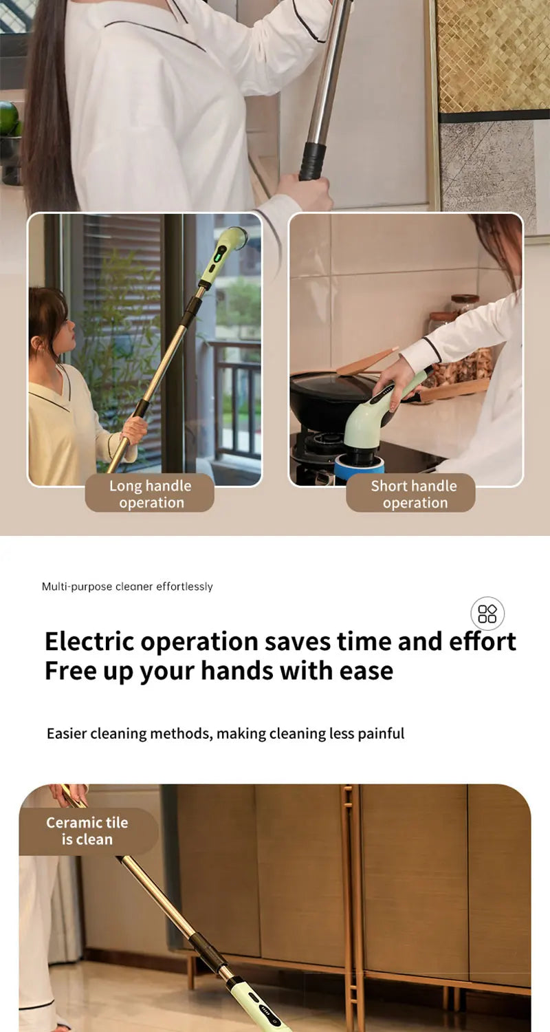 Cordless Electric Spin Scrubber Multipurpose, Cleaning Brush for Kitchen Bathroom Toilet Floor, Hair Broom Mop Household Gadget