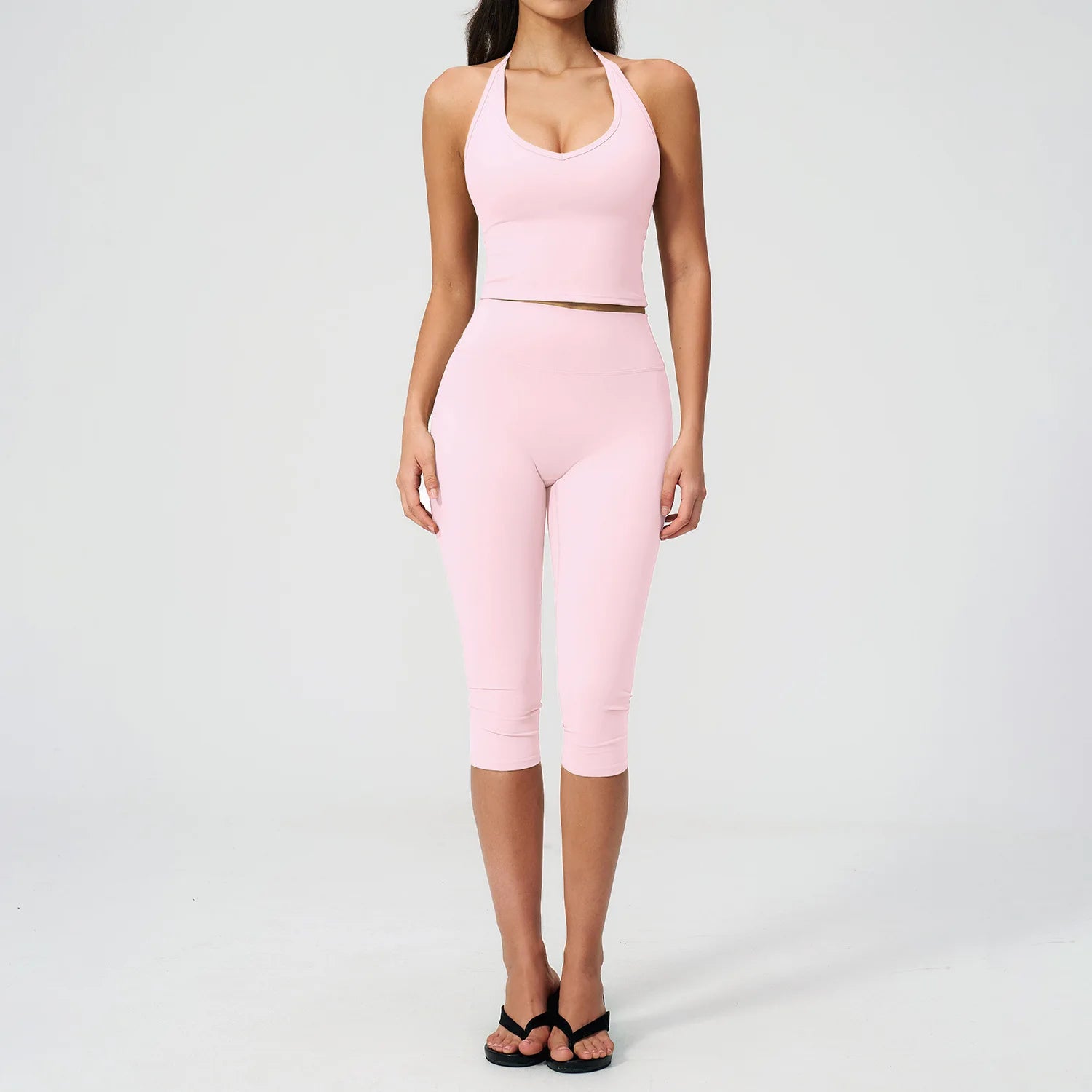 Yoga Set 2PCS Sports Set Short Sleeve Fitness Outfits Women Tracksuit Workout Clothes Running Capri Pants Gym Suit Athletic Wear