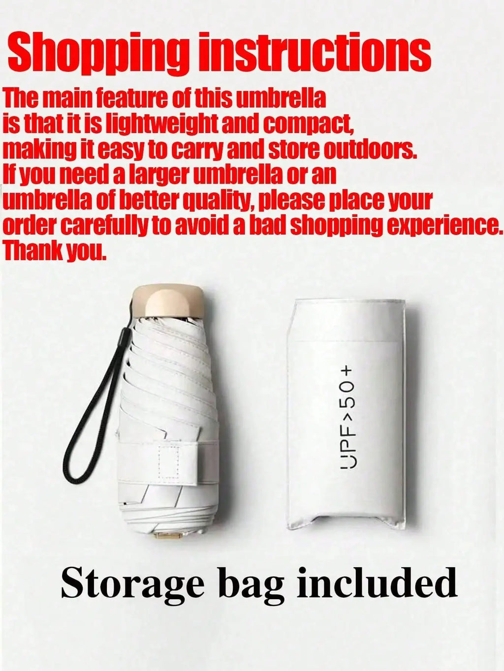 1pc Lightweight Portable Travel Umbrella, Waterproof, Manual Open/Close, 6 Reinforced Ribs, UV Protection Sunshade, Unisex (Due To Batch Differences, The Umbrella Fabric, Rib Color, English Letter Pattern Design, Button Shape