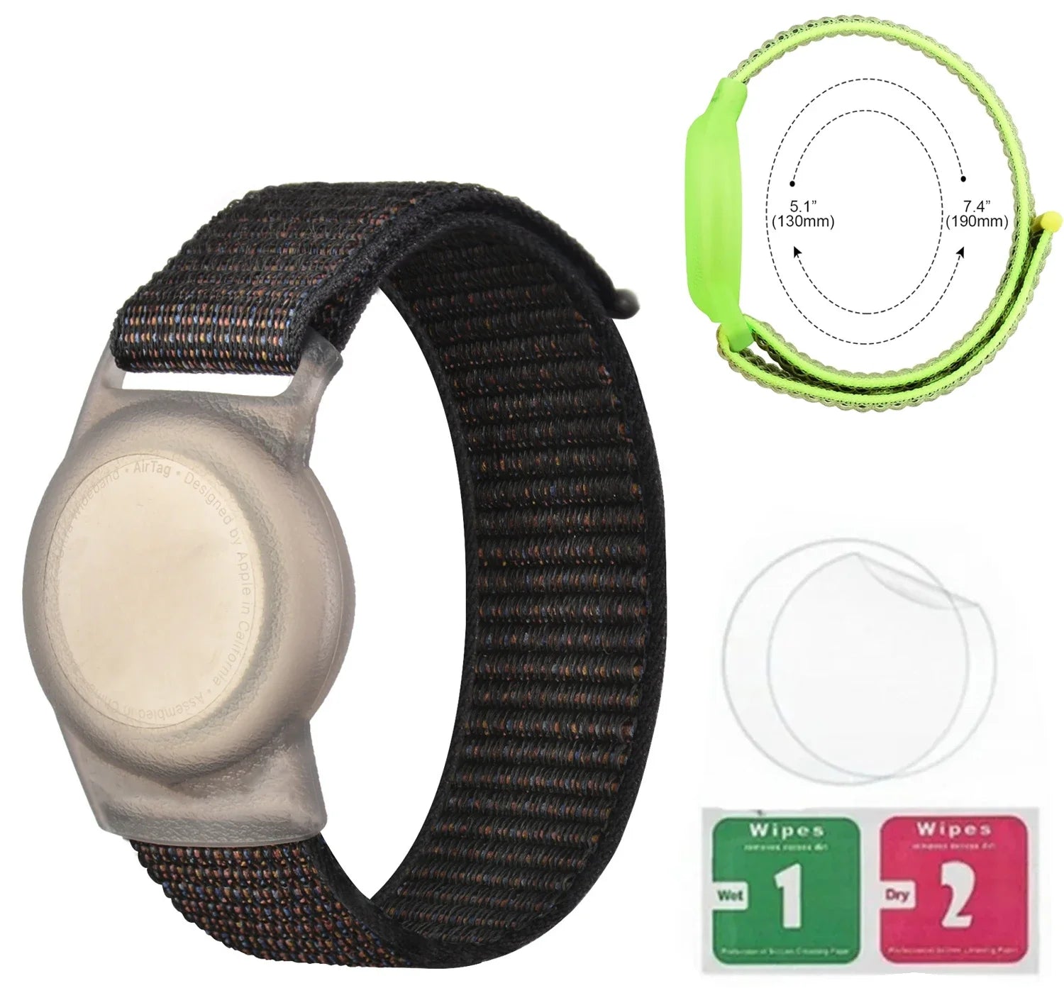 Waterproof Airtag Bracelet for Kids Soft Nylon Hidden Air Tag Wristband Full Cover Lightweight  Band for Toddler Child