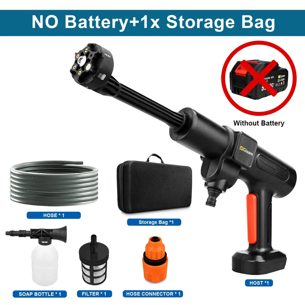 Gisam 200Bar Brushless Electric High Pressure Washer 6IN1 Car Wash Water Gun Garden Spray Gun Power Tool for Makita 18V Battery