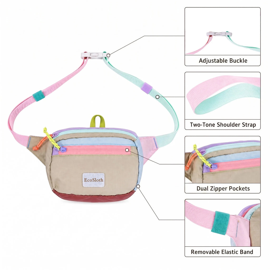 EcoSloth Random Foldable Waist Pack and Outdoor Water-resistant Fanny Packs for Women Men Crossbody Bags for Running Hiking Work