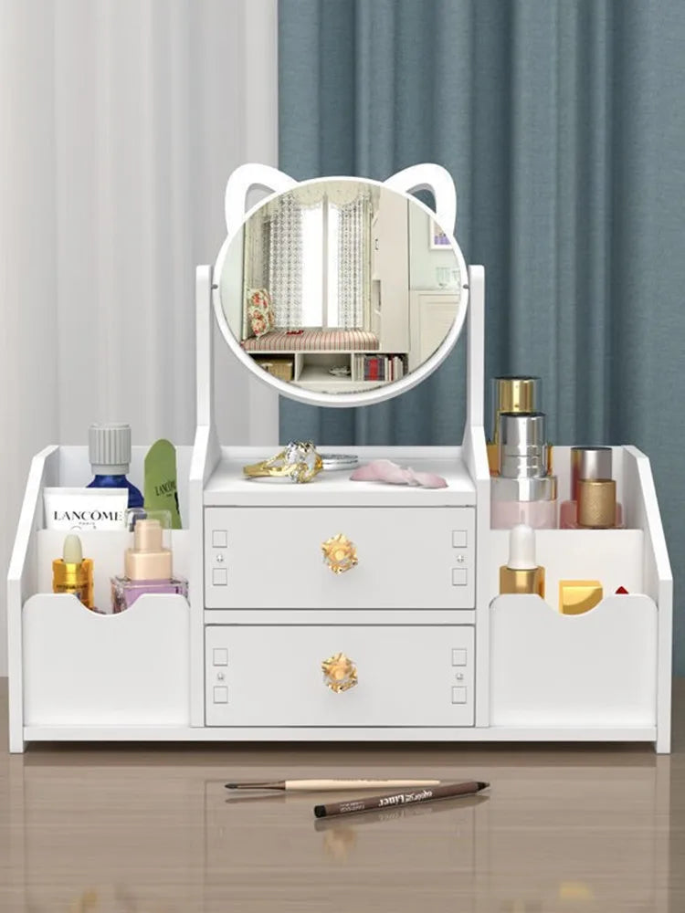 Makeup Organizer Large Capacity Cosmetic Storage Box Drawer Storage  Jewelry Box Desktop NailPolish Makeup Container With Mirror