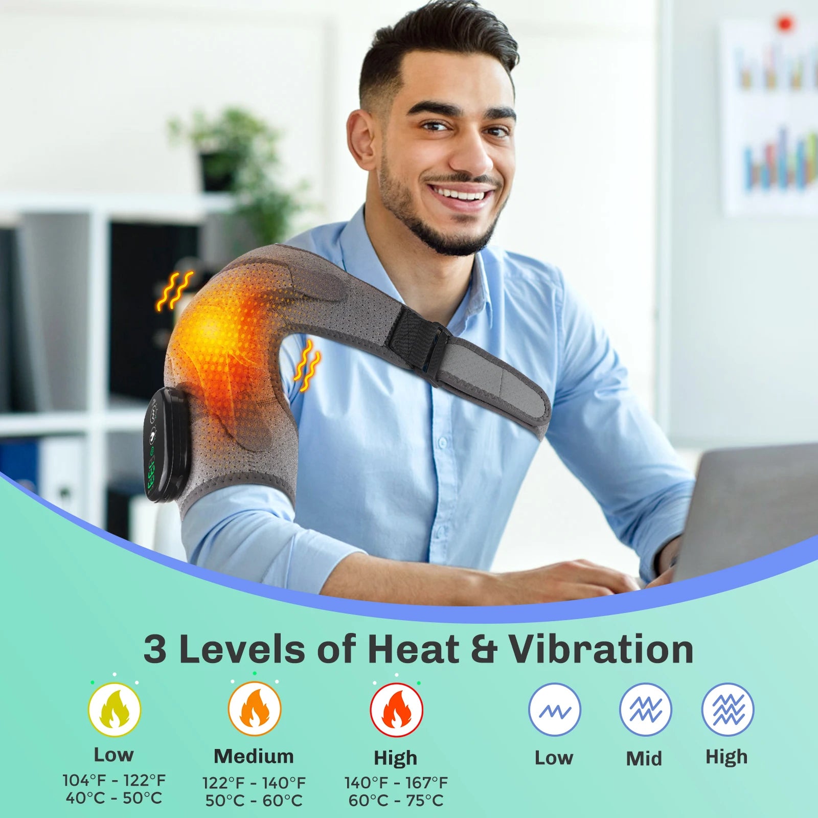 Vibration Shoulder Steamer Belt Heated Shoulder Warmer Massager Electric Smart Massage Machine Temperature Adjust
