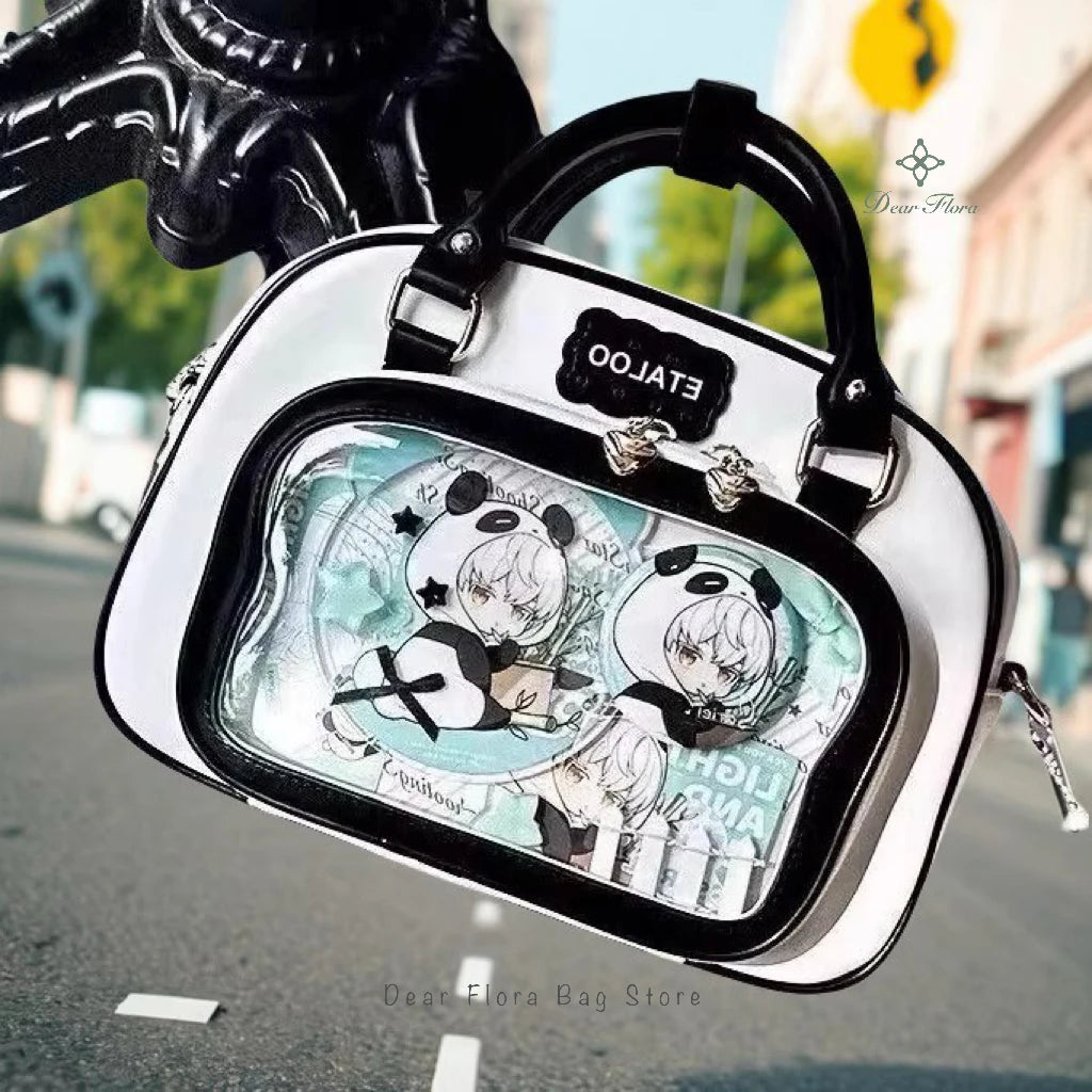 New Y2K Cute Ita Backpack Comic Exhibition Crossbody Bag Lolita Girl Transparent Cosplay Shoulder Bag DIY Badge Display Handbags