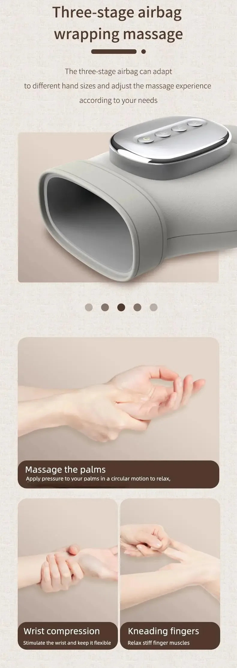 Hand Massager with Heat and Airbag Compression Carpal Tunnel Wrist Finger Kneading Massage Device Electric Vibration Gloves